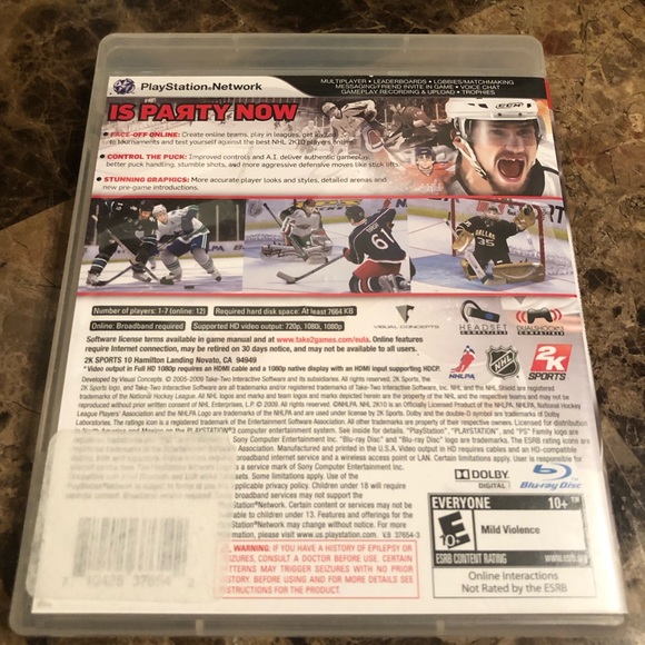 PS3 NHL 2K 10 Tenth Anniversary. Excellent used condition - Picture 2 of 3